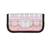 CHANGLEI Ice Cream Store Grande trousse à crayons en toile pour filles et garçons, imprimé personnalisé et léger, Noir , Taille unique, Organiseur de sac