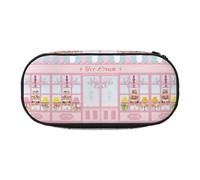 CHANGLEI Ice Cream Store Trousse à crayons à double fermeture éclair avec 4 emplacements pour stylos et poche en maille imprimée légère et durable en polyester pour l'école, le bureau ou le maquillage