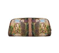 CHANGLEI Italian Street - Trousse à crayons en cuir personnalisée pour filles et garçons, trousse à crayons légère imprimée, doré, Taille unique, Organiseur de sac