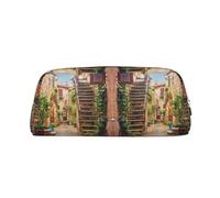 CHANGLEI Italian Street - Trousse à crayons en cuir personnalisée pour filles et garçons, trousse à crayons légère imprimée, Argenté., Taille unique, Organiseur de sac