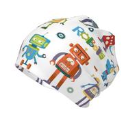 CHANGLEI Joli chapeau tricoté unisexe pour enfants (8-12 ans) - Imprimé intégral - Polyester doux - Double couche de chaleur pour l'extérieur - Noir
