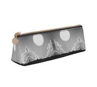 CHANGLEI Jolie trousse à crayons en cuir avec motif baleine pleine lune pour filles et garçons, trousse à crayons légère imprimée personnalisée, blanc, Taille unique, Organiseur de sac
