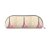 CHANGLEI Jolie trousse de rangement en cuir avec motif Tour Eiffel avec rose, Argenté., Taille unique, Organiseur de sac