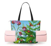 CHANGLEI Ladybug Sac de tapis de yoga pour femme avec imprimé intégral, sac de gym léger en polyester, poche avant ouverte pour tapis de yoga, serviette
