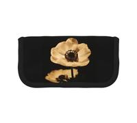 CHANGLEI Late Night Flowers Trousse à crayons en toile robuste avec motif imprimé complet, double fermeture éclair, bordure noire contrastée, organiseur multi-usage, Noir , Taille unique, Organiseur