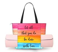 CHANGLEI Let All You Do Be Done With Love Sac pour tapis de yoga pour femme avec impression intégrale, sac de gym léger en polyester, poche avant ouverte pour tapis de yoga, serviette