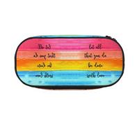 CHANGLEI Let All You Do Be Done with Love Trousse à crayons à double fermeture éclair avec 4 emplacements pour stylos et poche en maille, légère et durable pour l'école, le bureau ou le maquillage