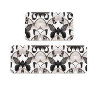 CHANGLEI Lot de 2 tapis de cuisine Beauty Butterfly en velours cristal, doux, absorbants, antidérapants, résistants à l'eau (imprimé intégral)