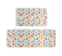 CHANGLEI Lot de 2 tapis de cuisine colorés en forme de main arc-en-ciel en velours cristal, doux, absorbants, antidérapants, résistants à l'eau (imprimé intégral)