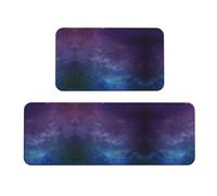 CHANGLEI Lot de 2 tapis de cuisine Interstellar Universe with Stars And Galaxy en velours cristal, doux, absorbants, antidérapants, résistants à l'eau (imprimé intégral)