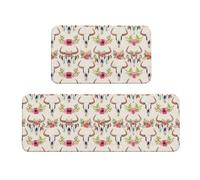 CHANGLEI Lot de 2 tapis de cuisine Runner Bull Skull en velours cristal, doux, absorbants, antidérapants, résistants à l'eau (imprimé intégral)