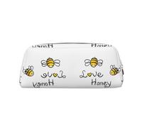 CHANGLEI Love Honey Trousse à crayons personnalisée en cuir pour filles et garçons, trousse à crayons légère imprimée, doré, Taille unique, Organiseur de sac