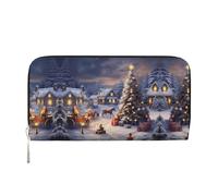 CHANGLEI Merry Christmas - 2 longues pochettes zippées en cuir synthétique pour femme, sac à main multifonction avec poche pour pièces de monnaie, plusieurs emplacements pour cartes et compartiments