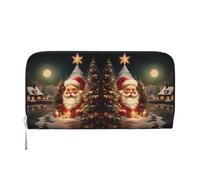 CHANGLEI Merry Christmas-6 Long portefeuille à fermeture éclair en cuir synthétique pour femme, sac à main multifonction avec poche pour pièces de monnaie, plusieurs emplacements pour cartes et