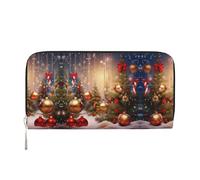 CHANGLEI Merry Christmas - Portefeuille à 5 longues fermetures éclair sur le pourtour en cuir synthétique pour femme, sac à main multifonction avec poche pour pièces de monnaie, plusieurs emplacements