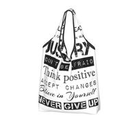 CHANGLEI Never Give Up Sac de courses pliable réutilisable avec impression intégrale, imperméable, pochette de transport compacte, peut contenir 22,7 kg, respectueux de l'environnement, lavable en