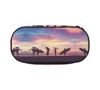 CHANGLEI People Trousse à crayons à double fermeture éclair avec 4 emplacements pour stylos et poche en maille, légère et durable pour l'école, le bureau ou l'organisateur de maquillage