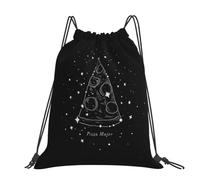 CHANGLEI Pizza Constellation Grand sac à dos décontracté avec cordon de serrage imprimé en polyester résistant à l'eau, léger et durable, dos contrasté noir pour la gym, le yoga, les voyages