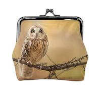 CHANGLEI Porte-monnaie à deux volets en cuir imprimé double face pour cartes, espèces, pièces de monnaie, fermeture sécurisée pour femmes ou filles Motif chouette debout sur l'arbre