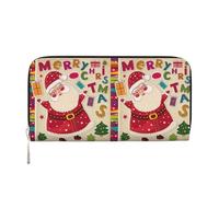 CHANGLEI Portefeuille en cuir synthétique avec fermeture éclair sur le pourtour du Père Noël pour femme, sac à main multifonction avec poche pour pièces de monnaie, plusieurs emplacements pour cartes
