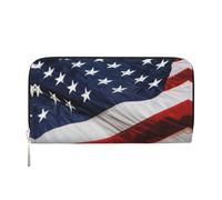 CHANGLEI Portefeuille long à fermeture éclair autour du drapeau américain en cuir synthétique pour femme, sac à main multifonction avec poche pour pièces de monnaie, plusieurs emplacements pour cartes