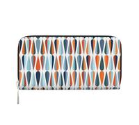 CHANGLEI Portefeuille moderne du milieu du siècle avec formes de goutte, longue fermeture éclair autour du cuir synthétique pour femme, sac à main multifonction avec poche pour pièces de monnaie