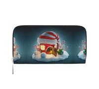 CHANGLEI Portefeuille multifonction en cuir synthétique avec bonnet de Père Noël Merry Christmas pour femme, avec poche pour pièces de monnaie, plusieurs emplacements pour cartes et compartiments de