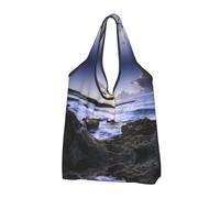 CHANGLEI Porto Rico Beach Sac de courses réutilisable pliable avec imprimé intégral Sac d'épicerie imperméable Pochette de transport compacte Capacité 22,7 kg Respectueux de l'environnement Lavable en