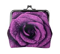 CHANGLEI Purple Rose Porte-monnaie à deux volets en cuir imprimé double face pour cartes, espèces, pièces de monnaie, fermeture sécurisée pour femmes ou filles