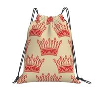 CHANGLEI Red Crown Grand sac à dos décontracté avec cordon de serrage imprimé, polyester résistant à l'eau, léger et durable, dos contrasté noir pour la gym, le yoga, les voyages