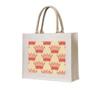 CHANGLEI Red Crown Sac fourre-tout en toile écologique et résistant, grand sac de courses réutilisable avec impression double face, poignées de transport confortables et durables