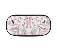 CHANGLEI Romantic Paris Trousse à crayons double fermeture éclair avec 4 emplacements pour stylos et poche en maille en polyester léger et durable pour l'école, le bureau ou le maquillage