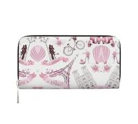 CHANGLEI Romantique Paris Papillon Long Portefeuille en cuir PU avec fermeture éclair autour du portefeuille pour femme, sac à main multifonction avec poche pour pièces de monnaie, plusieurs