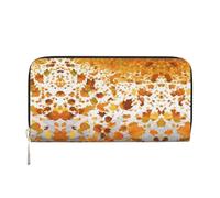 CHANGLEI Romantique The Fall of Maple Leaves Long Zip Around PU Leather Clutch Wallet for Women, Multifonction Wallet with Coin Pocket, Multiple Card Slots and Organizer Compartiments