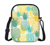 CHANGLEI Sac à bandoulière motif ananas tropical avec imprimé, tissu Oxford 600D léger, résistant à l'eau, résistant aux rayures, fermeture éclair + rabat tournant