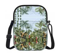 CHANGLEI Sac à bandoulière vert feuilles de palmier avec imprimé, tissu Oxford 600D léger, résistant à l'eau, résistant aux rayures, fermeture éclair + rabat à verrouillage tournant