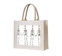 CHANGLEI Sac fourre-tout en toile robuste avec motif squelette humain respectueux de l'environnement, grand sac de courses réutilisable avec impression double face, poignées de transport confortables