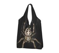 CHANGLEI Scary Spider Sac de courses réutilisable pliable avec impression intégrale, imperméable, pochette de transport compacte, peut contenir 22,7 kg, respectueux de l'environnement, lavable en