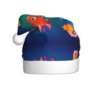 CHANGLEI Sea Life Chapeau de Noël pour adulte avec pompon, imprimé sur toute la surface, chapeau de Père Noël festif pour fête de Noël, Nouvel An, polyester doux et moelleux