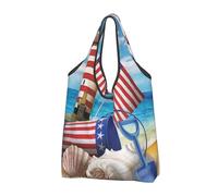 CHANGLEI Sea To Shining Sea Sac de courses pliable réutilisable avec impression intégrale, imperméable, pochette de transport compacte, peut contenir 22,7 kg, respectueux de l'environnement, lavable