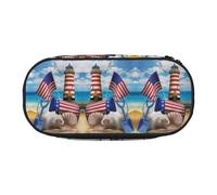 CHANGLEI Sea to Shining Sea Trousse à crayons patriotique à double fermeture éclair avec 4 emplacements pour stylos et poche en maille, légère et durable pour l'école, le bureau ou l'organisateur de