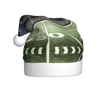 CHANGLEI Stade Football Satdium Field Light Night Chapeau de Noël pour adulte avec pompon, imprimé intégral Chapeau de Père Noël festif pour fête de Noël, Nouvel An, polyester doux et moelleux