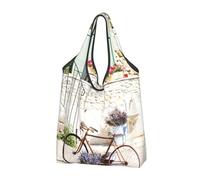 CHANGLEI Stone House Sac de courses pliable réutilisable avec imprimé intégral Sac d'épicerie imperméable Pochette de transport compacte Capacité 22,7 kg Respectueux de l'environnement Lavable en