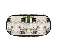 CHANGLEI Stone House - Trousse à crayons à double fermeture éclair avec 4 emplacements pour stylos et poche en maille, légère et durable, en polyester imprimé, pour l'école, le bureau ou le maquillage