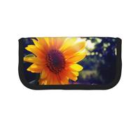 CHANGLEI Sunflower Sunshine Trousse à crayons en toile robuste avec motif imprimé complet, double fermeture éclair, bordure noire, organiseur multi-usage, Noir , Taille unique, Organiseur de sac