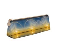 CHANGLEI Sunrise Horizon Jolie trousse à crayons en cuir pour filles et garçons, trousse à crayons légère imprimée personnalisée, blanc, Taille unique, Organiseur de sac