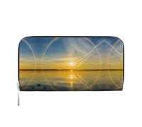 CHANGLEI Sunrise Horizon Long portefeuille à fermeture éclair en cuir synthétique pour femme, sac à main multifonction avec poche pour pièces de monnaie, plusieurs emplacements pour cartes et