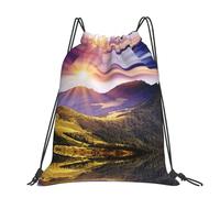 CHANGLEI Sunshine In Mountains Grand sac à dos décontracté avec cordon de serrage imprimé en polyester résistant à l'eau, léger et durable, dos contrasté noir pour la gym, le yoga, les voyages