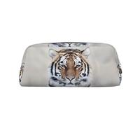 CHANGLEI Tiger Trousse à crayons en cuir personnalisée pour filles et garçons, trousse à crayons légère imprimée, Argenté., Taille unique, Organiseur de sac