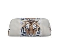 CHANGLEI Tiger Trousse à crayons en cuir personnalisée pour filles et garçons, trousse à crayons légère imprimée, Argenté., Taille unique, Organiseur de sac
